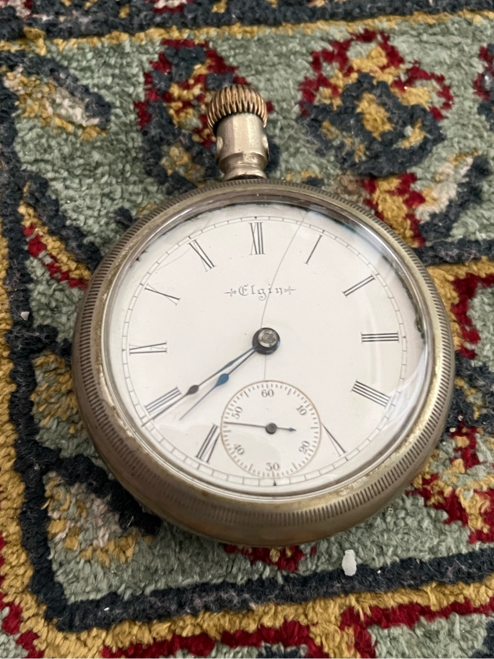 Antique Elgin Pocket Watch Silver-Tone White Dial
